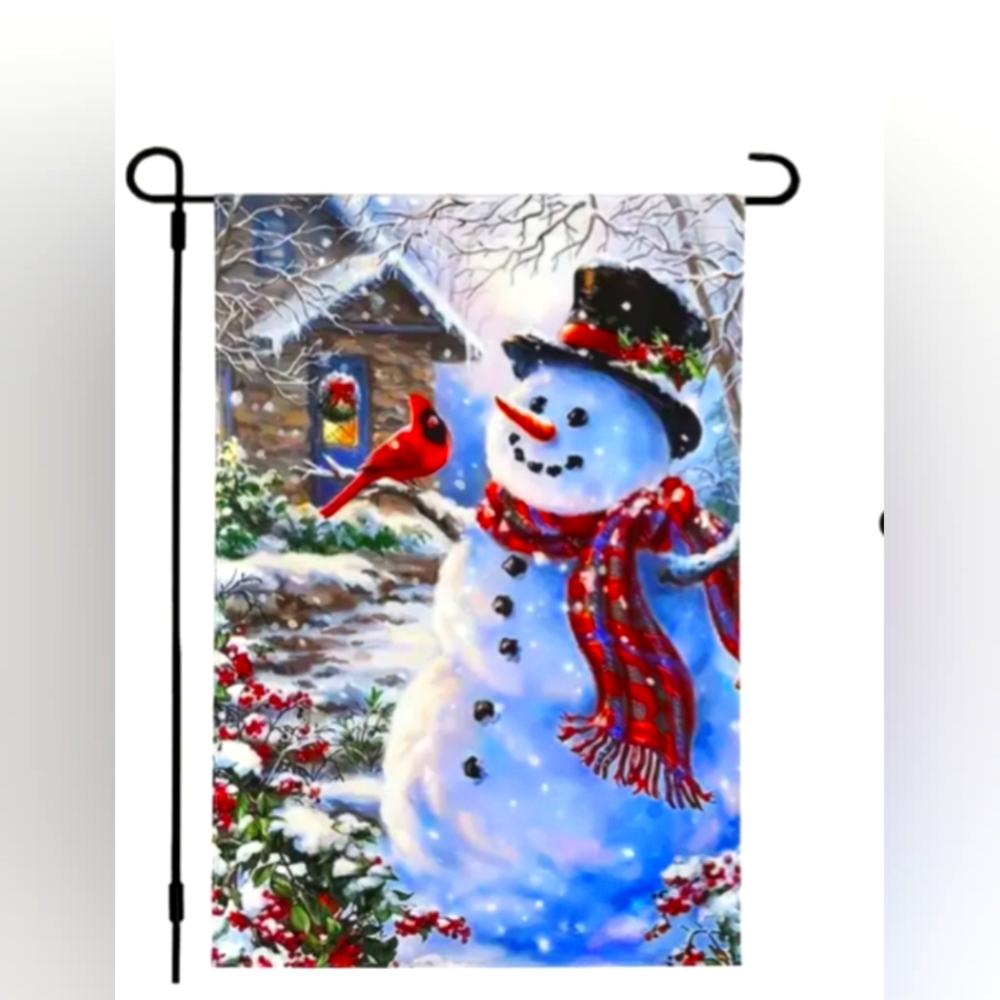 ☃️🆕Home Garden Flag "SNOWMAN" Banner Double Sided Outside Yard Decor 12" x 18"